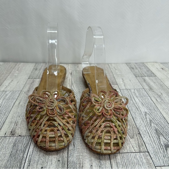 Stuart Weitzman multi color lattice slip on mule 9 N - Picture 2 of 6